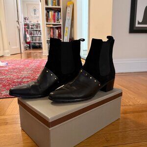 Vivienne Hu Suede Semi-Pointed Toes Cowboy Boots